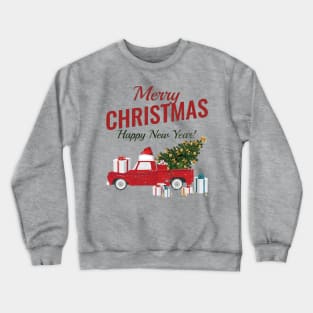 Happy new year Vintage Wagon Christmas Tree on Car Xmas Vacation Crewneck Sweatshirt